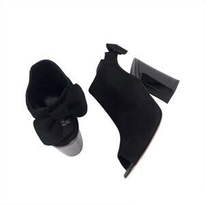Prezioso Italy Ankle Bootie Black Suede Bow Women's Sz EU 41 US 9.5 NIB $270